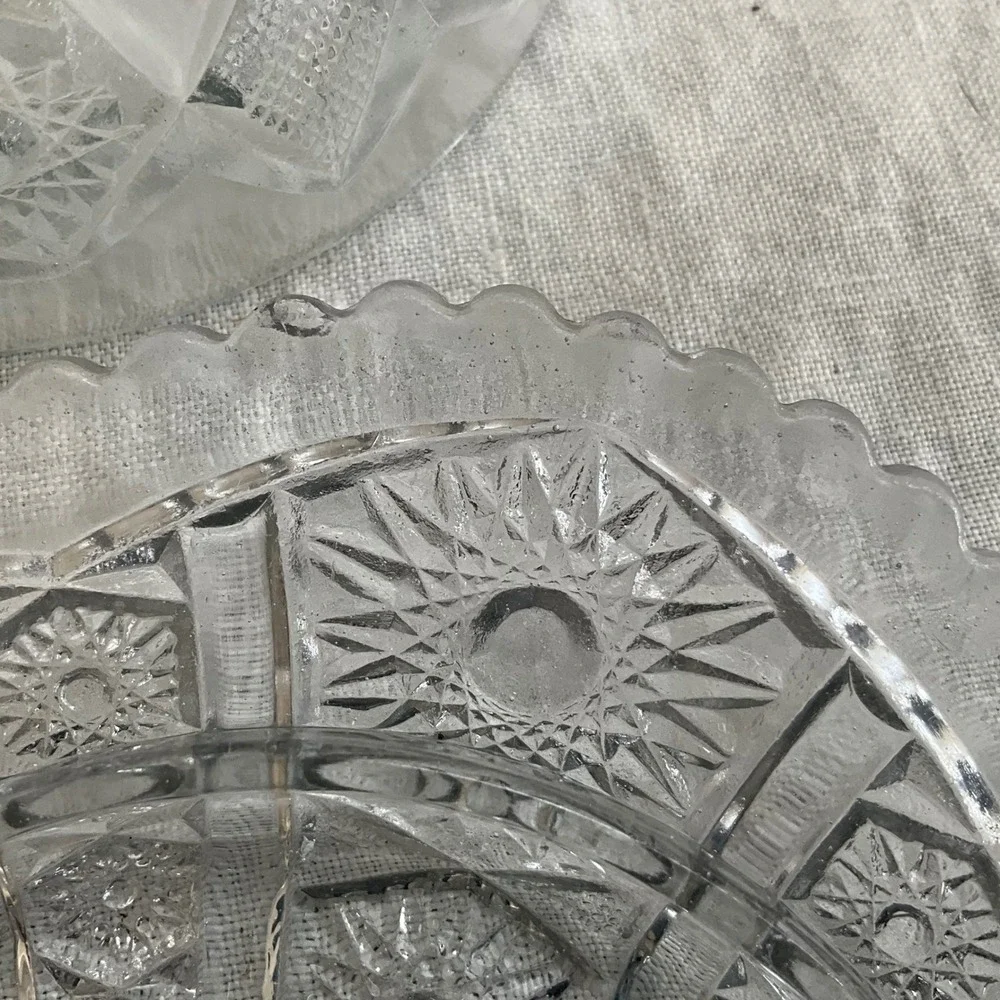 Vintage EAPG‎ Pressed Imperial Glass Butter Dish Scalloped Cosmos  Maganese
